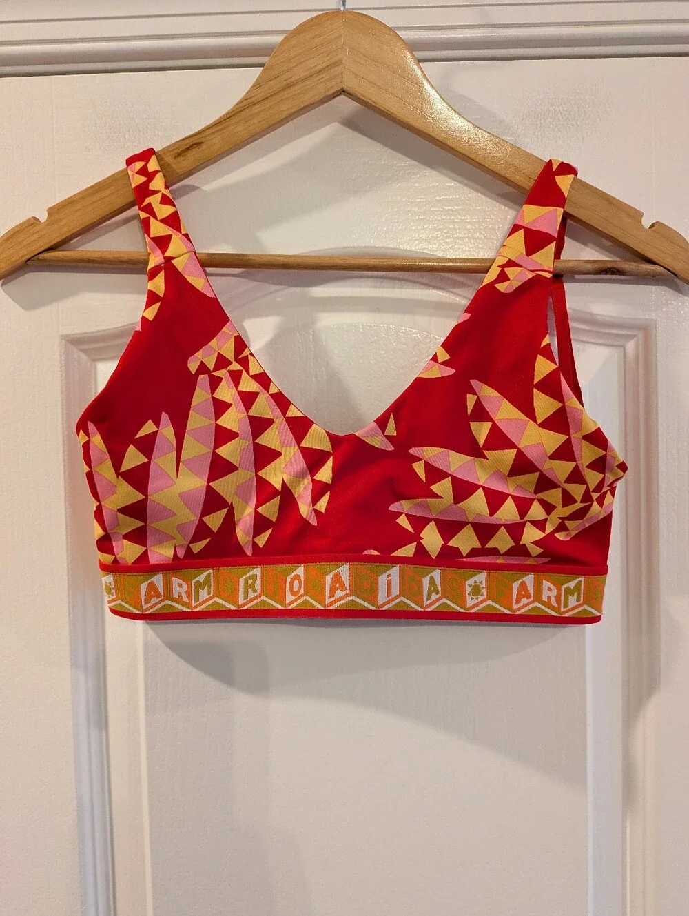 FARM Rio x Adidas Sports Bra & Leggings Activewear Set Red Tropical Size S & XS